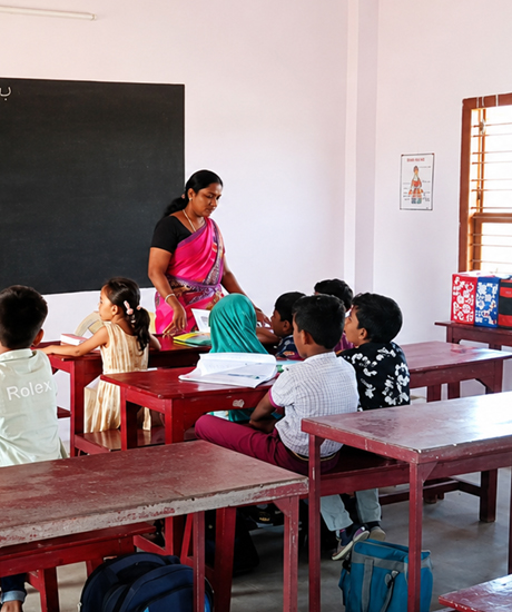Teacher conducting an interactive classroom session